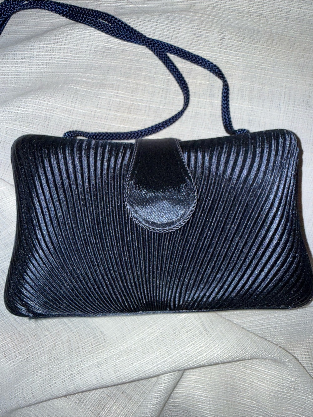 Carlos Fellini Elegant Black Pleated Evening Bag